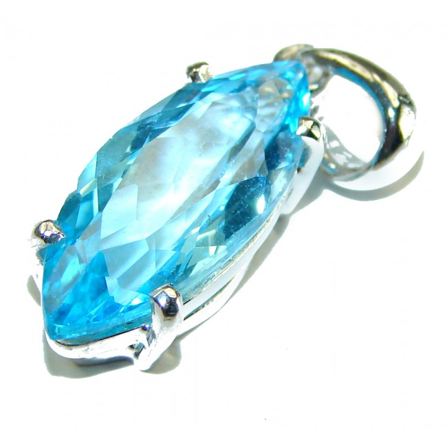 Swiss Blue Topaz .925 Sterling Silver handmade Pendant