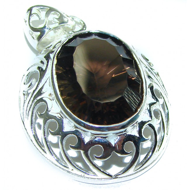 Genuine Vintage Style Smoky Quartz .925 Sterling Silver handcrafted Pendant