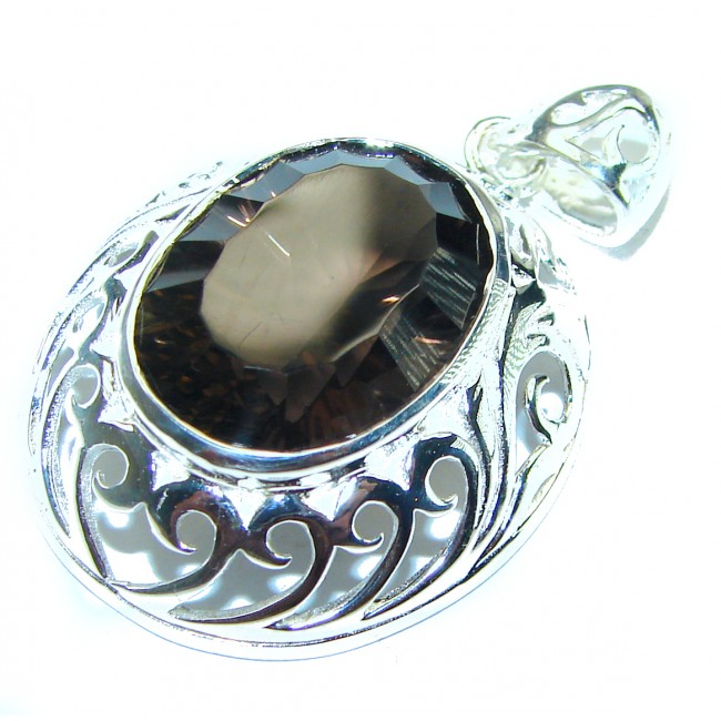 Genuine Vintage Style Smoky Quartz .925 Sterling Silver handcrafted Pendant