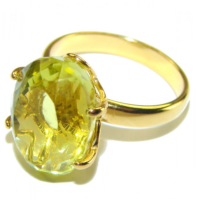 Authentic Citrine 14k Gold over .925 Sterling Silver handmade Cocktail Ring s. 9