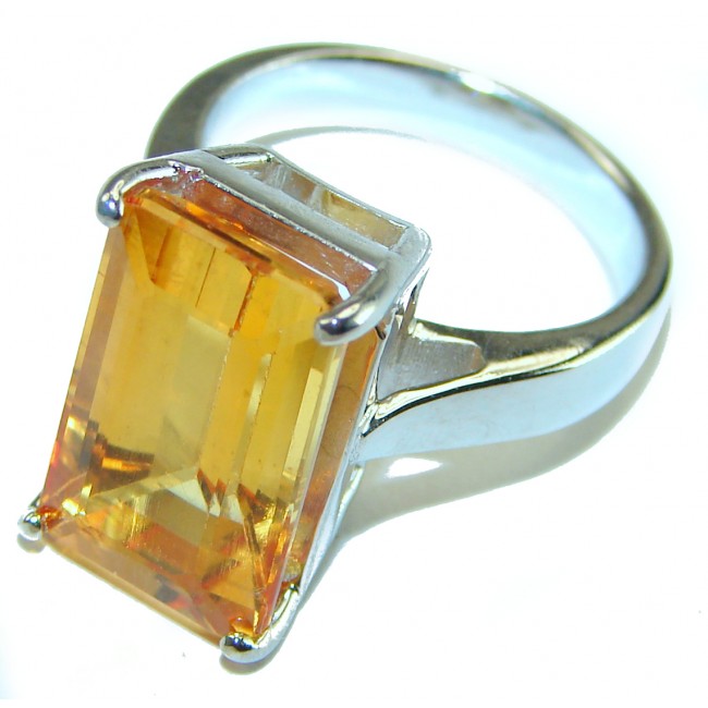 Sunny Sky Natural Citrine .925 Sterling Silver handmade Cocktail Ring size 5 3/4