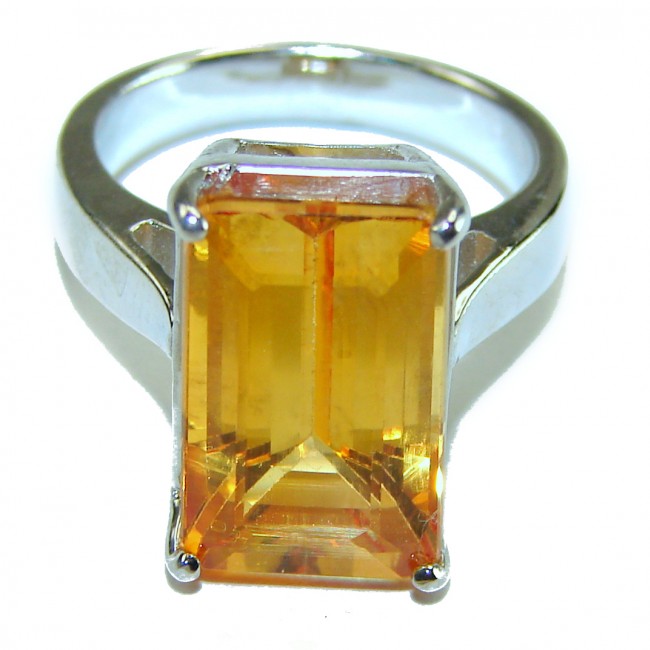 Sunny Sky Natural Citrine .925 Sterling Silver handmade Cocktail Ring size 5 3/4