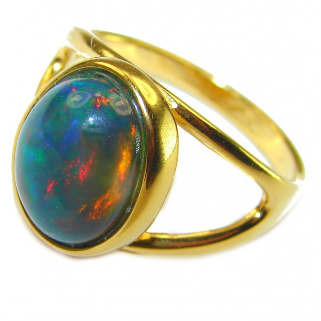 Other Galaxy Genuine 7.5 carat Black Opal 18K Gold over .925 Sterling Silver handmade Ring size 7