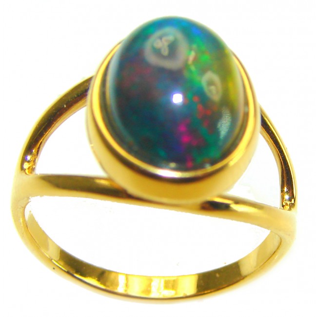 Other Galaxy Genuine 7.5 carat Black Opal 18K Gold over .925 Sterling Silver handmade Ring size 7