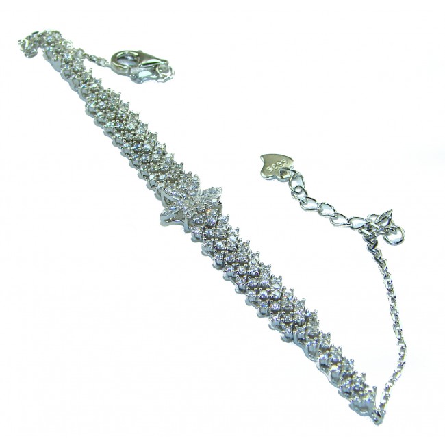 Luxurious Genuine White Topaz .925 Sterling Silver Bracelet