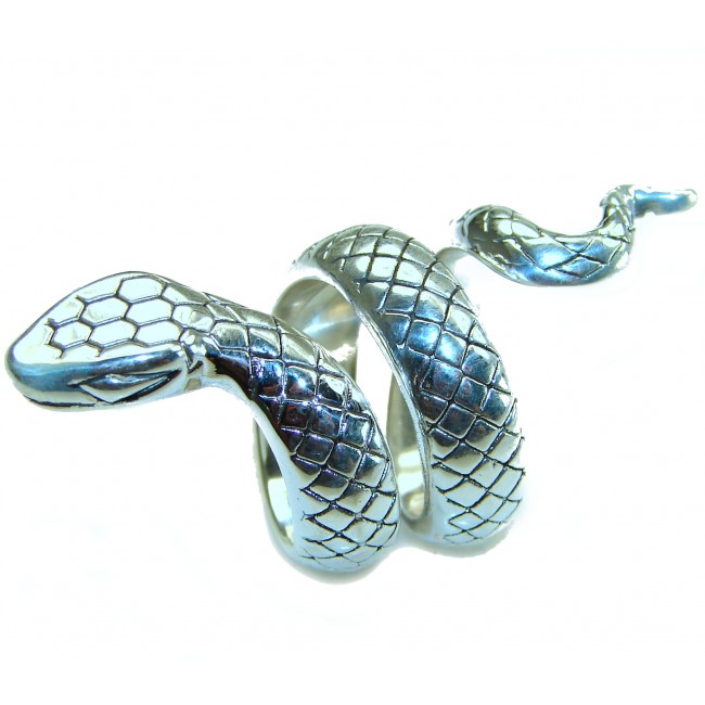 Large Boa Snake .925 Sterling Silver handcrafted Statement Spiral Ring size 7