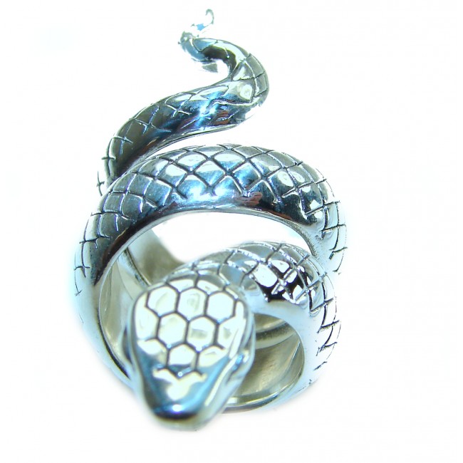 Large Boa Snake .925 Sterling Silver handcrafted Statement Spiral Ring size 7