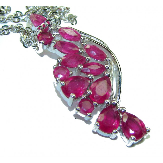 Precious Genuine Ruby .925 Sterling Silver handmade necklace