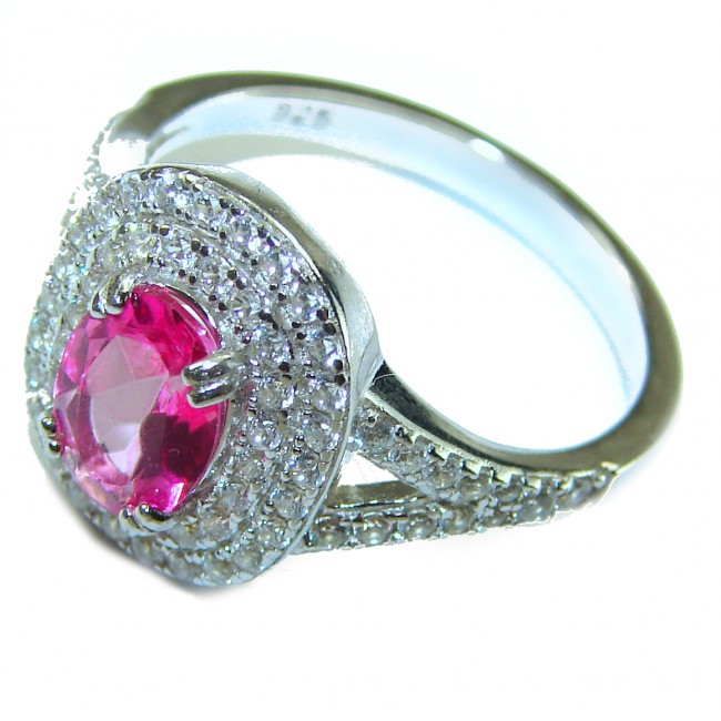 Perfect and Simple Pink Sapphire .925 Sterling Silver Ring s. 8