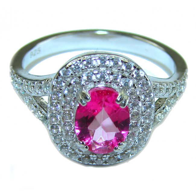 Perfect and Simple Pink Sapphire .925 Sterling Silver Ring s. 8