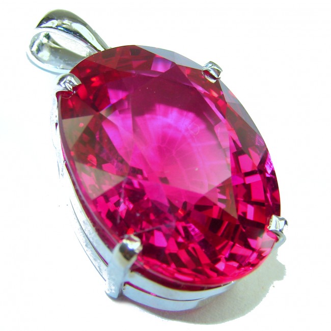 A Raspberry Field best quality 32 carat Genuine Pink Topaz .925 Sterling Silver handcrafted pendant