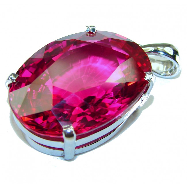 A Raspberry Field best quality 32 carat Genuine Pink Topaz .925 Sterling Silver handcrafted pendant