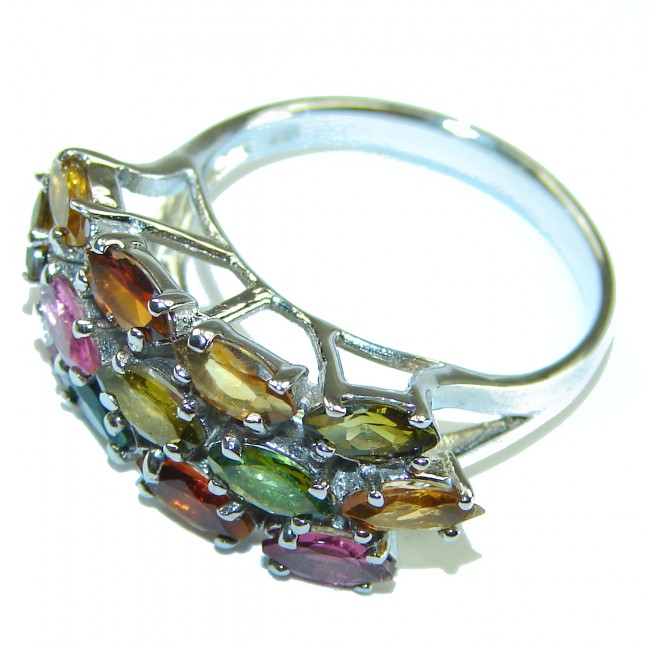 Natural Watermelon Tourmaline .925 Sterling Silver ring size 9