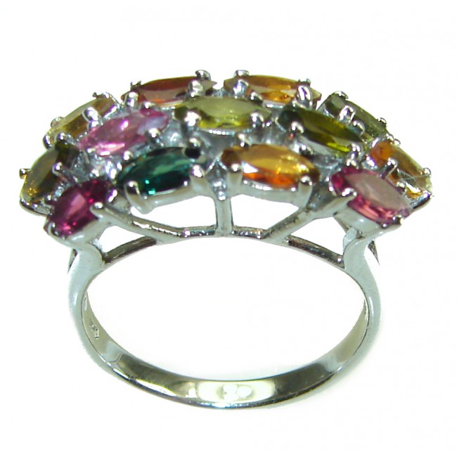 Natural Watermelon Tourmaline .925 Sterling Silver ring size 9