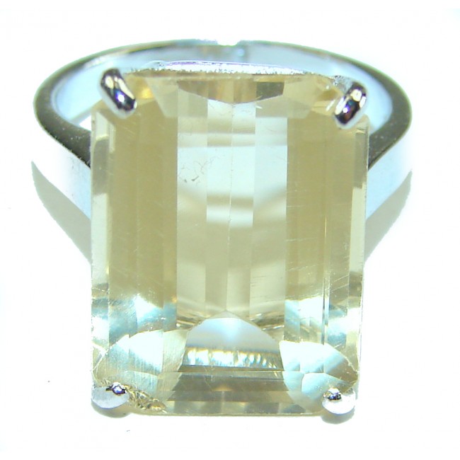 22.8 carat Genuine Lemon Quartz .925 Sterling Silver handcrafted ring size 5 3/4