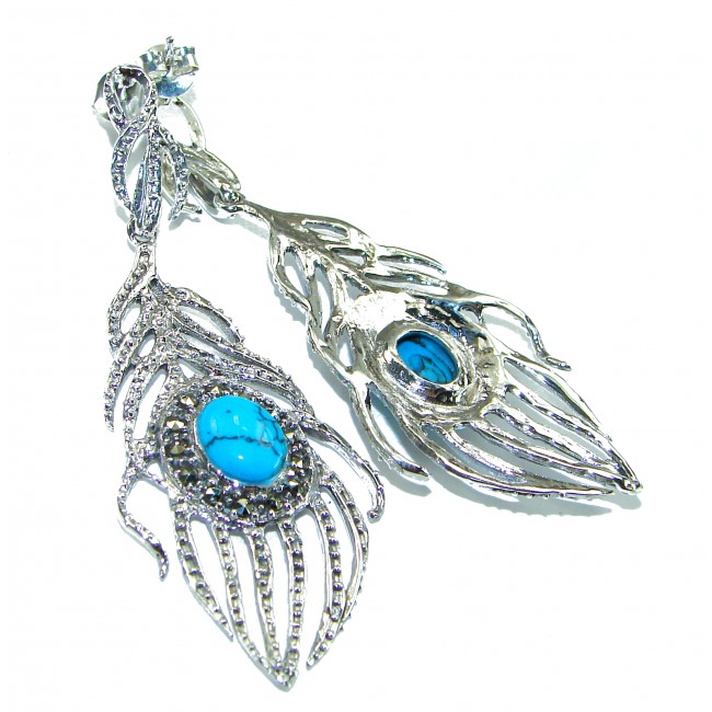 Genuine Sleeping Beauty Turquoise .925 Sterling Silver handcrafted Earrings