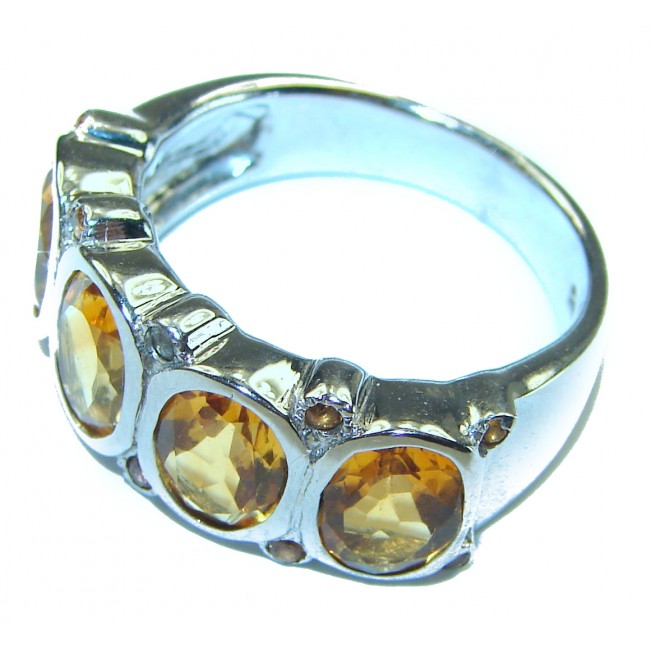 Authentic Citrine .925 Sterling Silver handmade Cocktail Ring s. 8 3/4