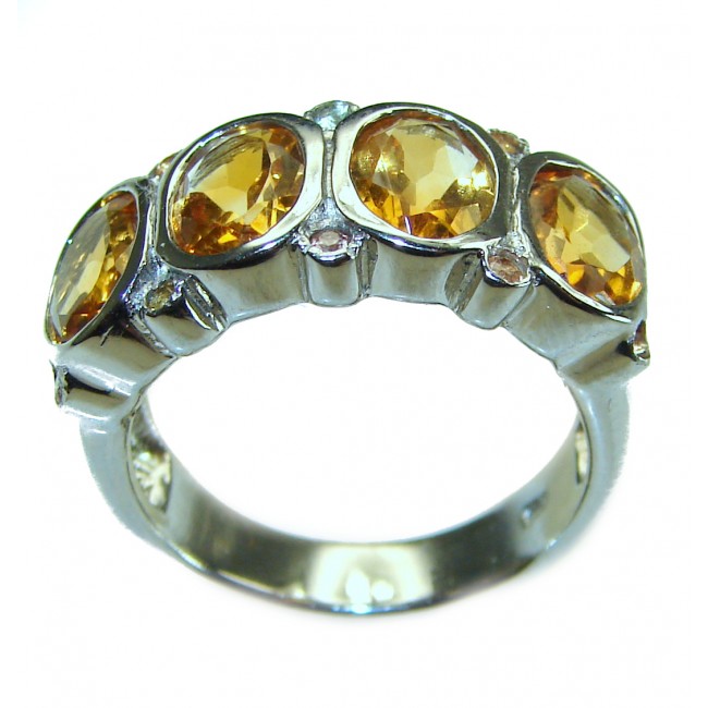 Authentic Citrine .925 Sterling Silver handmade Cocktail Ring s. 8 3/4