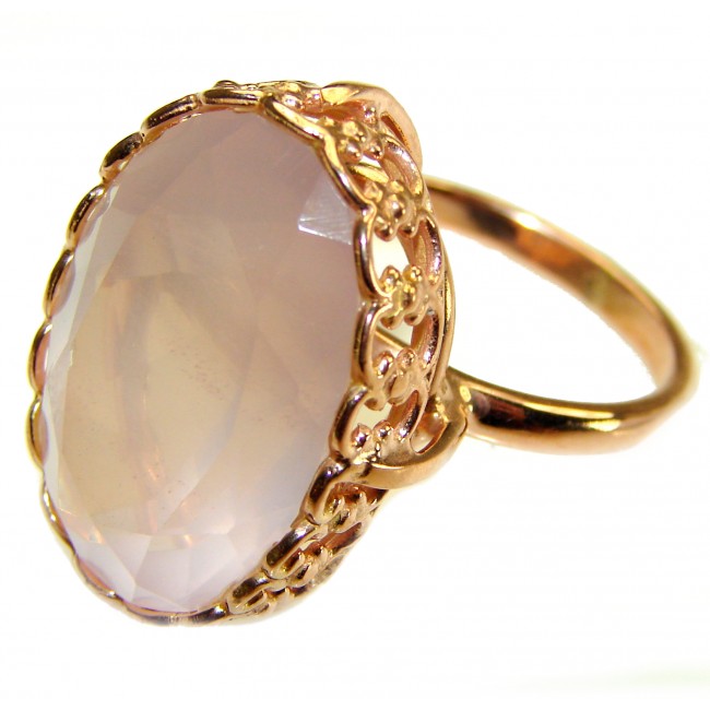 Oversized Authentic Brazilian Rose Quartz 14k Gold over .925 Sterling Silver incredible Ring size 10 1/4