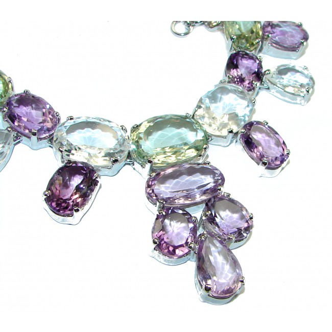 Very Special Natural Multigem .925 Sterling Silver handcrafted Necklace