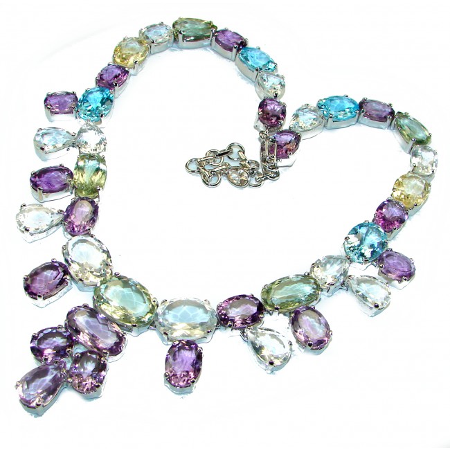 Very Special Natural Multigem .925 Sterling Silver handcrafted Necklace