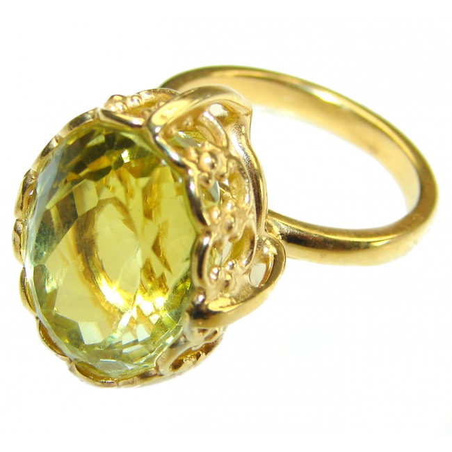 Authentic Citrine 14k Gold over .925 Sterling Silver handmade Cocktail Ring s. 7 1/2