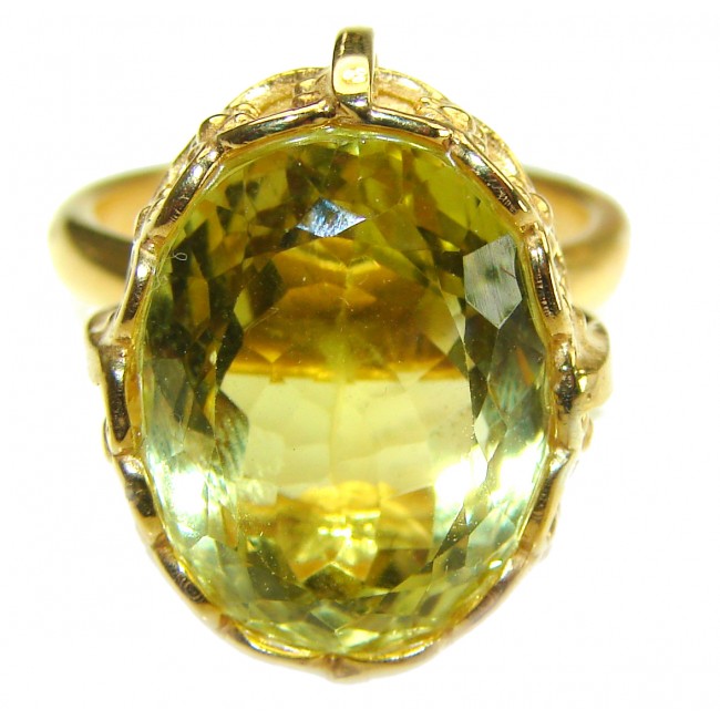 Authentic Citrine 14k Gold over .925 Sterling Silver handmade Cocktail Ring s. 7 1/2