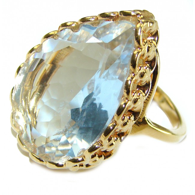 32.5 carat Authentic Aquamarine 14K Gold over .925 Sterling Silver Handcrafted Ring size 8 3/4