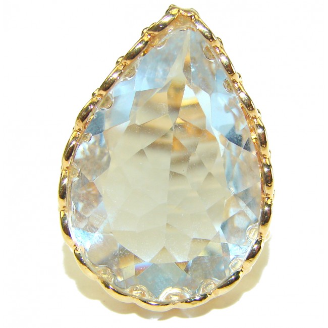 32.5 carat Authentic Aquamarine 14K Gold over .925 Sterling Silver Handcrafted Ring size 8 3/4