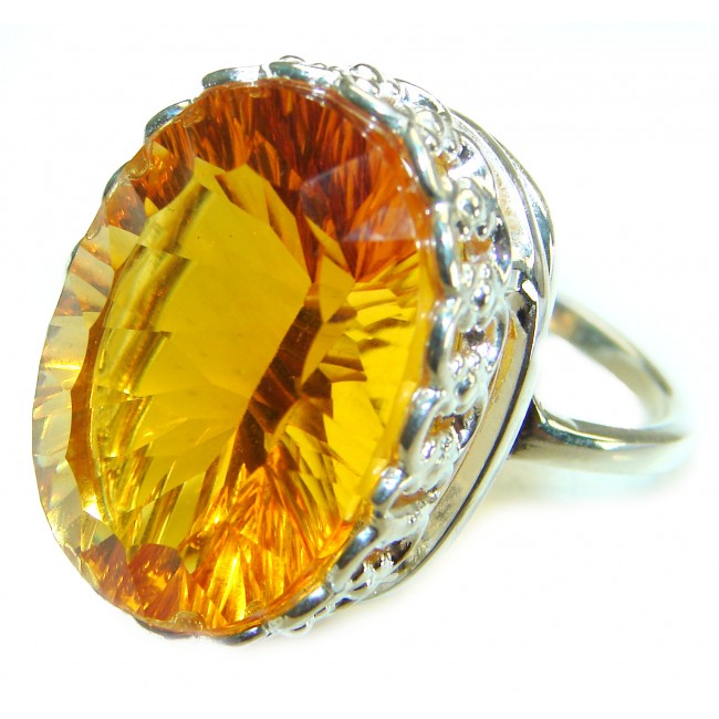 Hawaiian Dream 32.5 carat Yellow Topaz .925 Sterling Silver Large Ring size 9