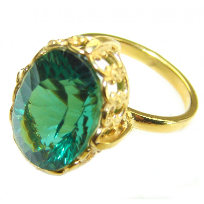 Back to Nature 12.5 carat Oval cut Green Topaz .925 Sterling Silver handmade Ring s. 10