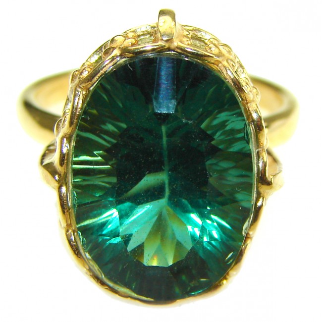 Back to Nature 12.5 carat Oval cut Green Topaz .925 Sterling Silver handmade Ring s. 10