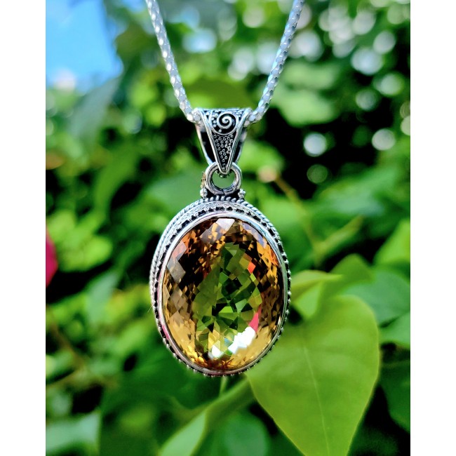 45.5 carat Citrine .925 Sterling Silver handmade Pendant