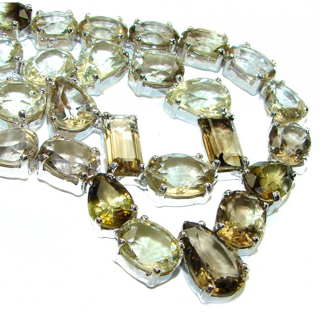 Giovanna Incredible Design Champagne Smoky Topaz .925 Sterling Silver handmade necklace