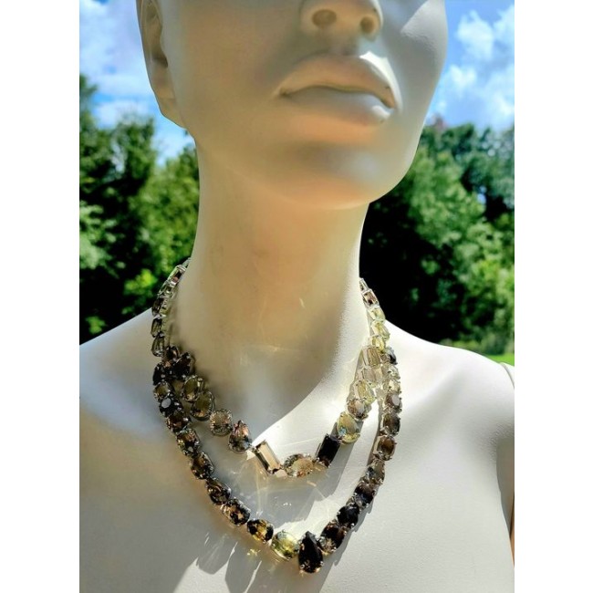 Giovanna Incredible Design Champagne Smoky Topaz .925 Sterling Silver handmade necklace