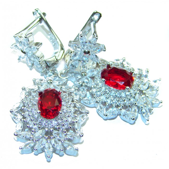 Timeless Treasure Red Topaz .925 Sterling Silver handcrafted Earrings