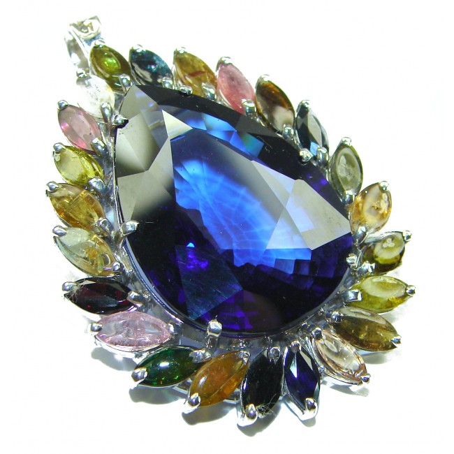 Buena Vista Pure Perfection London Blue Topaz .925 Sterling Silver handmade Pendant Brooch