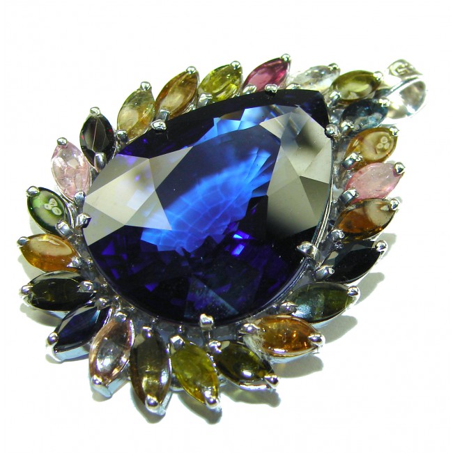 Buena Vista Pure Perfection London Blue Topaz .925 Sterling Silver handmade Pendant Brooch