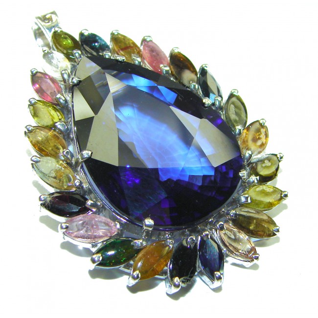 Buena Vista Pure Perfection London Blue Topaz .925 Sterling Silver handmade Pendant Brooch