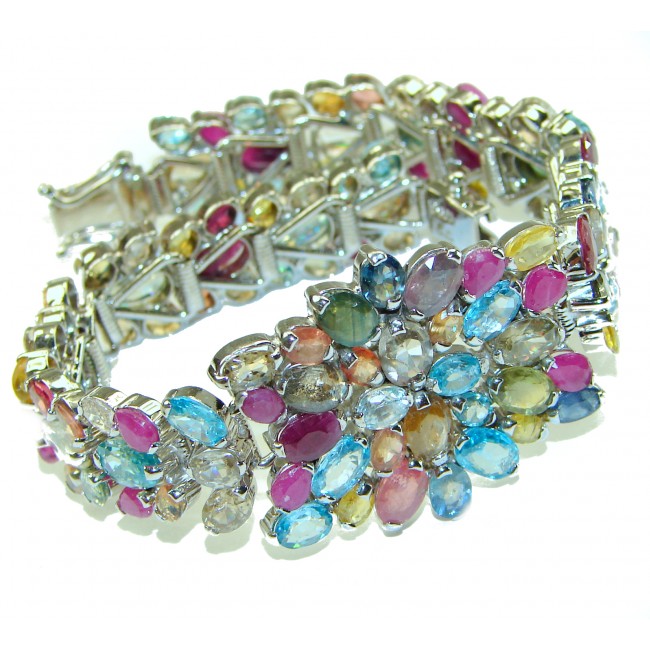 Authentic Multicolor Sapphire .925 Sterling Silver handcrafted Bracelet