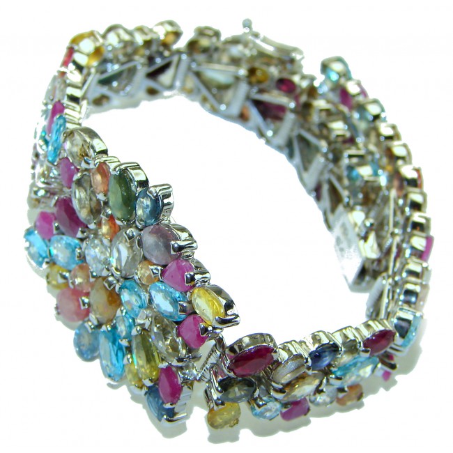 Authentic Multicolor Sapphire .925 Sterling Silver handcrafted Bracelet