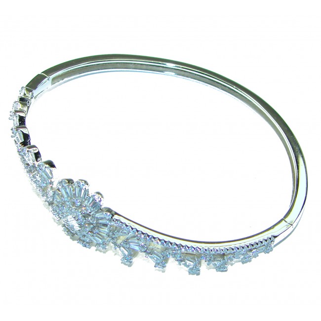 Glorious Natural White Topaz 925 Sterling Silver Bangle bracelet