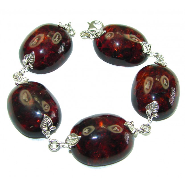 Cognac Color Beautiful Amber .925 Sterling Silver handcrafted Bracelet