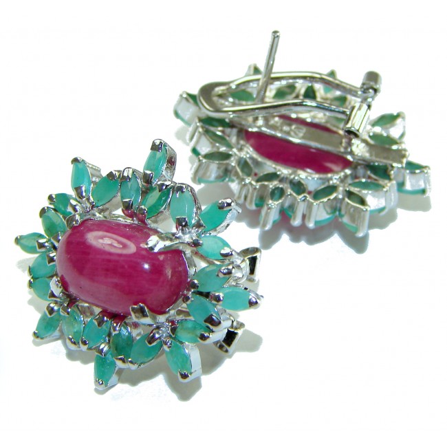 The Crimson Flame 22.5 carat Great quality unique Ruby .925 Sterling Silver handcrafted earrings