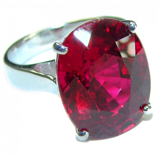 Brilliance 19.5 carat Red Topaz .925 Silver handcrafted Cocktail Ring s. 8