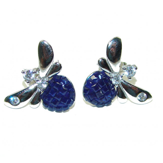 Real Beauty Blue Sapphire Bees .925 Sterling Silver handcrafted earrings