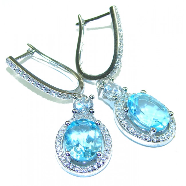 Endless Ocean natural Swiss Blue Topaz .925 Sterling Silver handcrafted earrings