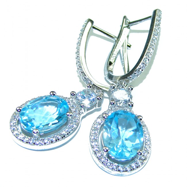 Endless Ocean natural Swiss Blue Topaz .925 Sterling Silver handcrafted earrings