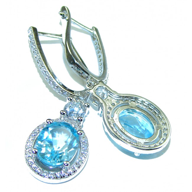 Endless Ocean natural Swiss Blue Topaz .925 Sterling Silver handcrafted earrings