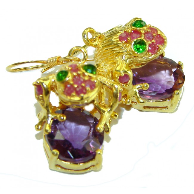 Lucky Frogs Amethyst 14K Goldv over .925 Sterling Silver earrings